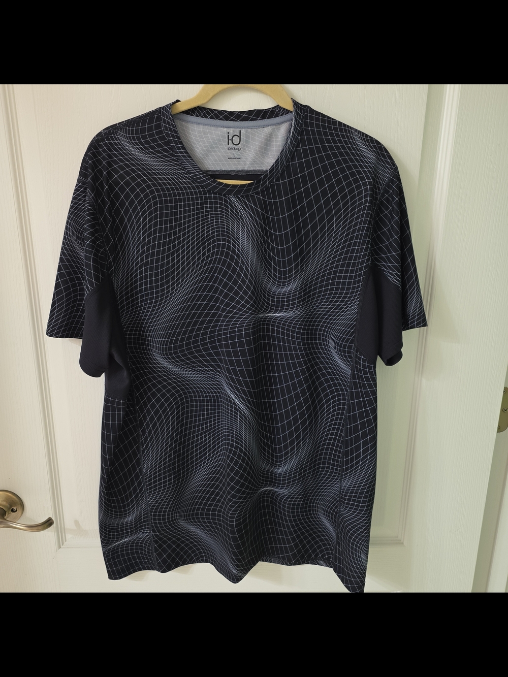 Ideology Men's Black Graphic Warp Grid Short Sleeve Tee Size Large